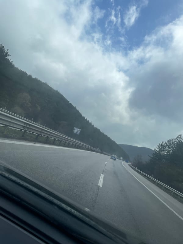 Wet highway conditions observed near Zhelyava, Bulgaria
