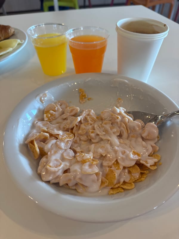 Morning breakfast spread in Isola delle Femmine, Sicily