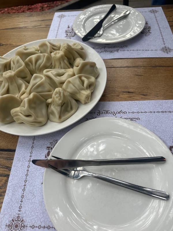 Georgian khinkali dumplings served at Tbilisi restaurant