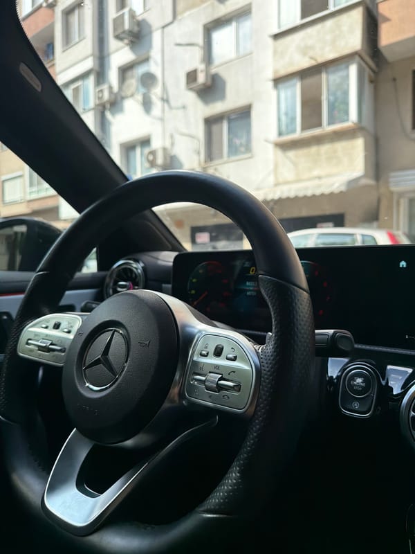 Person documented inside Mercedes-Benz in Varna, Bulgaria