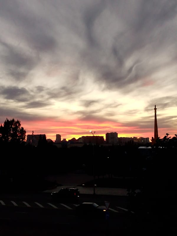 Sunset stroll and watermelon in Astana, summer evening
