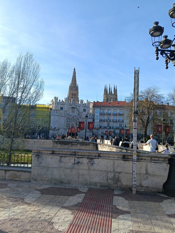 Crowds gather at Burgos Cathedral square on Saturday afternoon