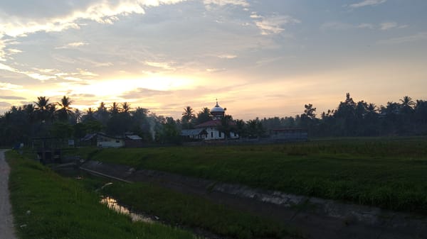 Rural infrastructure and sunset landscapes documented in Blangtingkeum, Indonesia