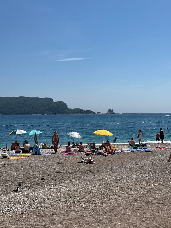 Summer beach scenes documented across Budva, Montenegro resort area
