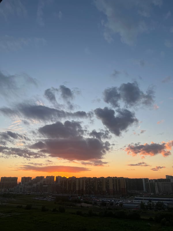 Golden sunset settles over Saint Petersburg's rooftops