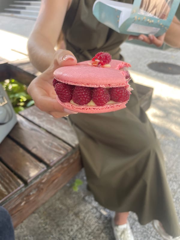 Afternoon coffee and macarons near City Spring Apartments, Chișinău