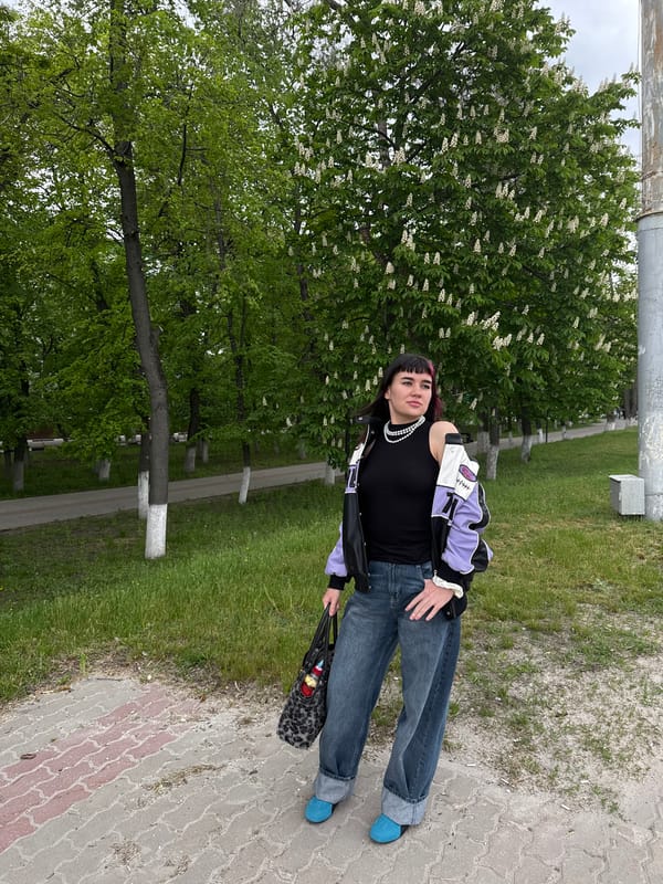 Woman in distinctive jacket photographed at multiple Belgorod locations