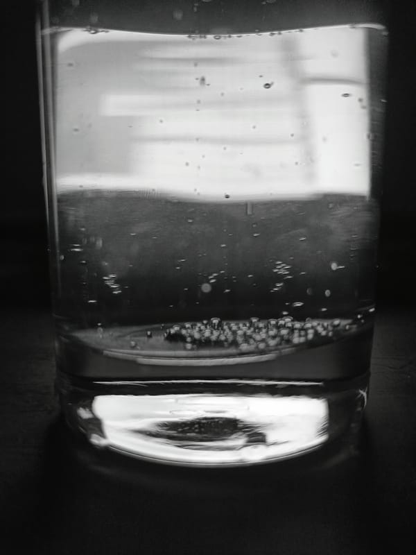 Glass of water photographed in early morning hours