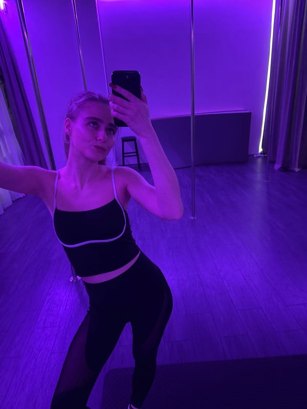 Dance studio selfies and pole practice session captured