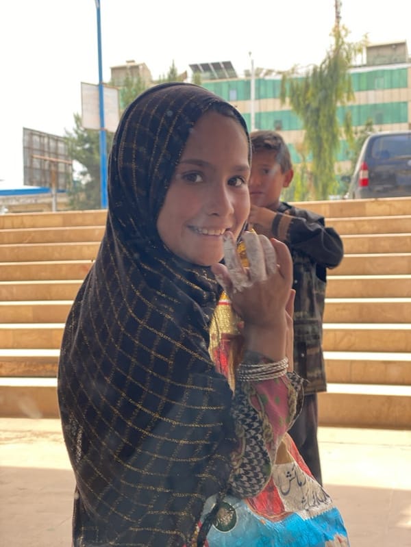 Woman and boy photographed in Kandahar, Afghanistan