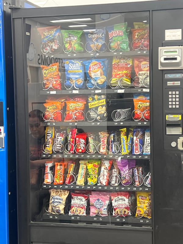 Evening scenes captured at public indoor facility with laundromat