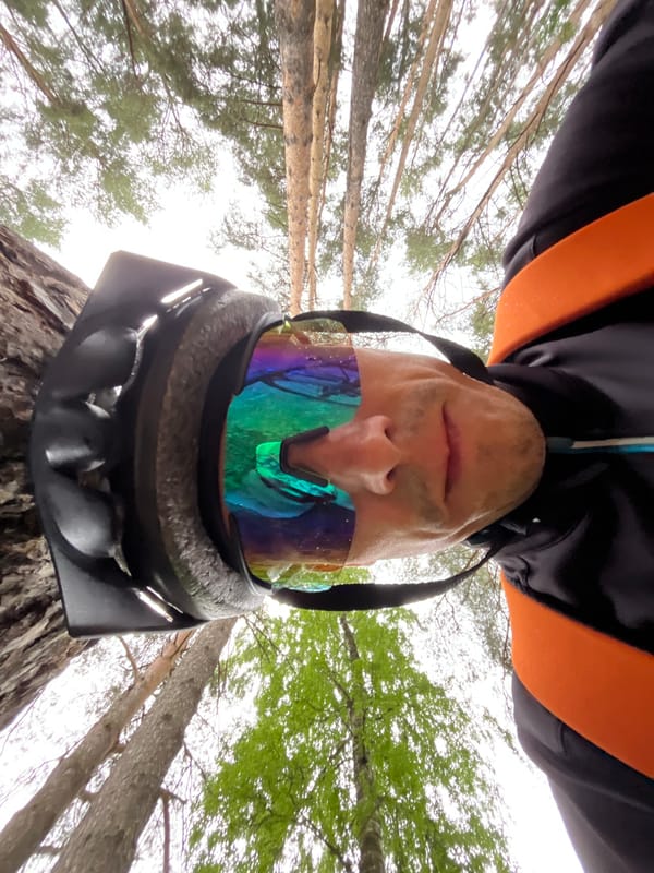 Cyclist takes forest selfies in Chaikovsky, Russia
