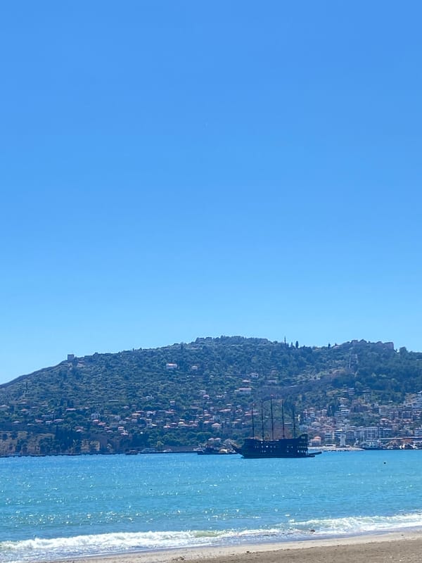 Daytime beach view captured of Alanya, Turkey coastline