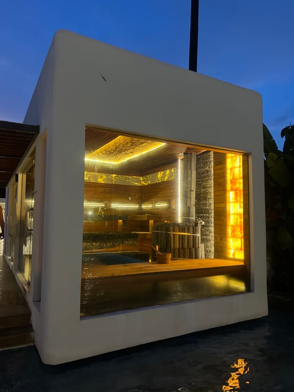 Woman visits modern restaurant in Ubud, Indonesia