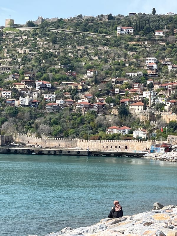 Morning harbor and castle views documented in Alanya, Turkey