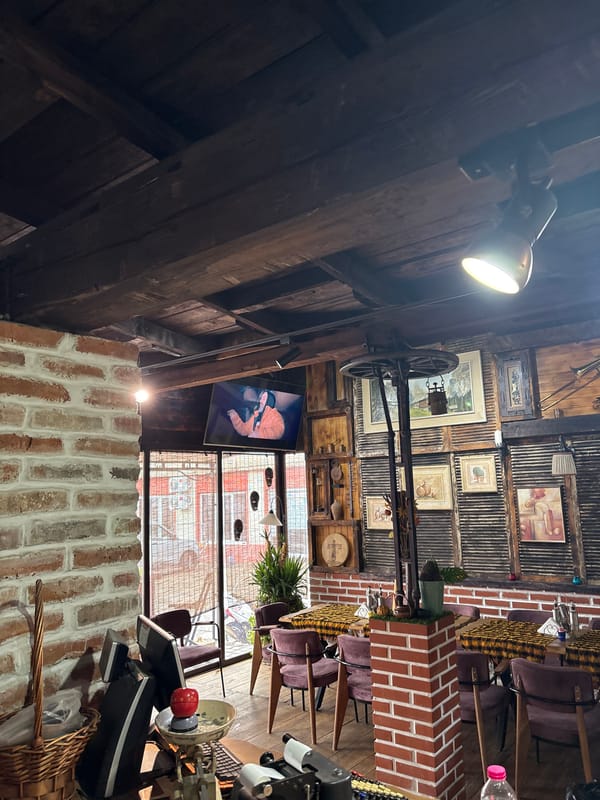 Rustic restaurant interior captured in Krumovgrad, Bulgaria