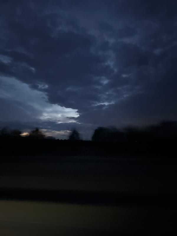 Storm clouds gather over Doksha, Russia early morning