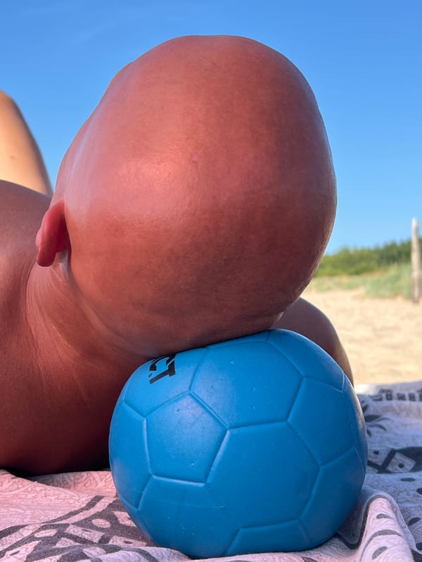 A relaxed beach day, up close and from a distance.