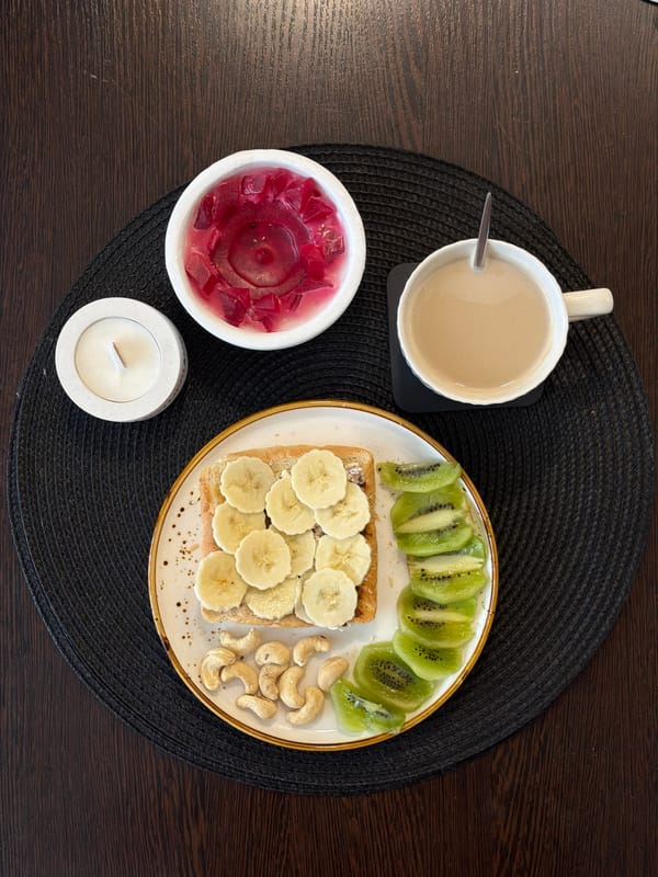 Morning breakfast documented in Zasechnoye, Russia apartment setting