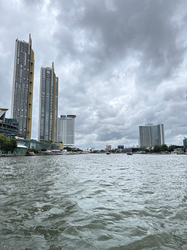 Chao Phraya River on a breezy, overcast Bangkok morning