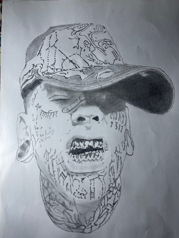 Ice Prince artwork displayed digitally and sketched in Jos