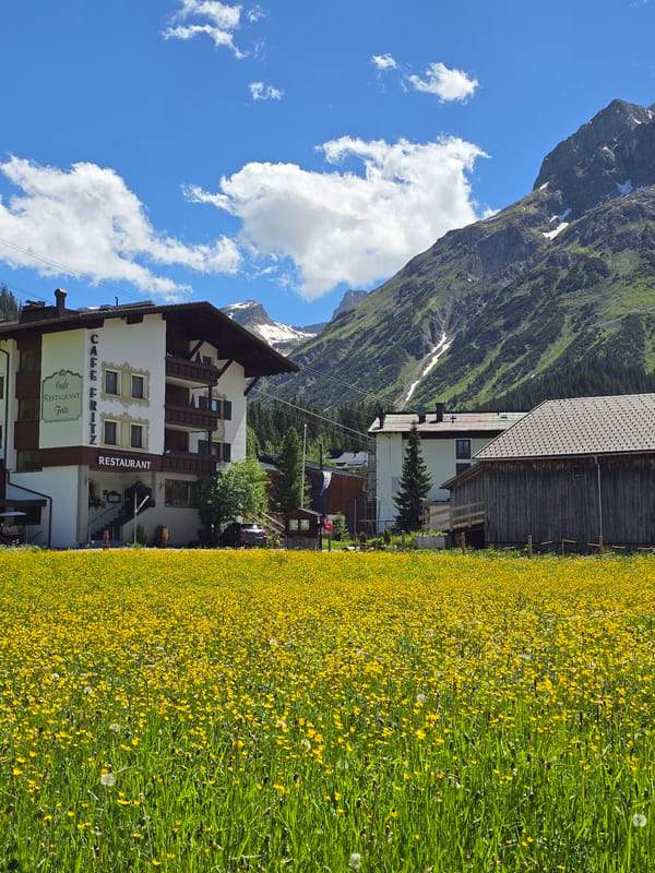Summer day documented in Austrian Alpine resort town Lech