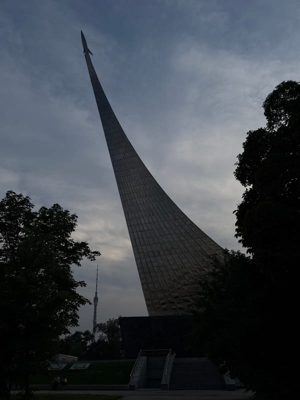 Moscow Space Monuments and Urban Scenes Documented During Evening Walk