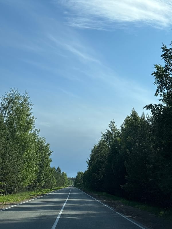 Road scene documented in Chaikovsky, Russia early morning