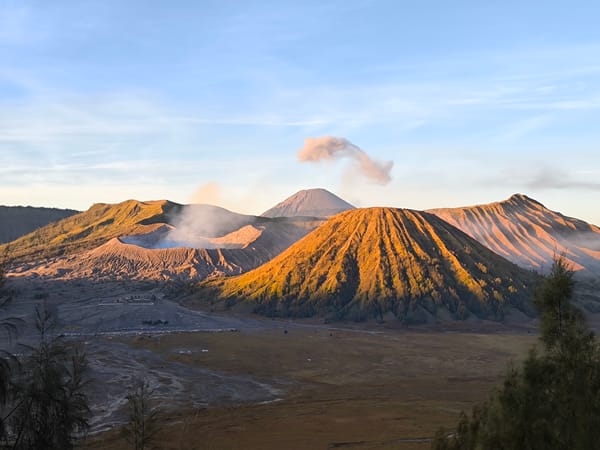 Sunrise over Mount Bromo's volcanic crater and caldera