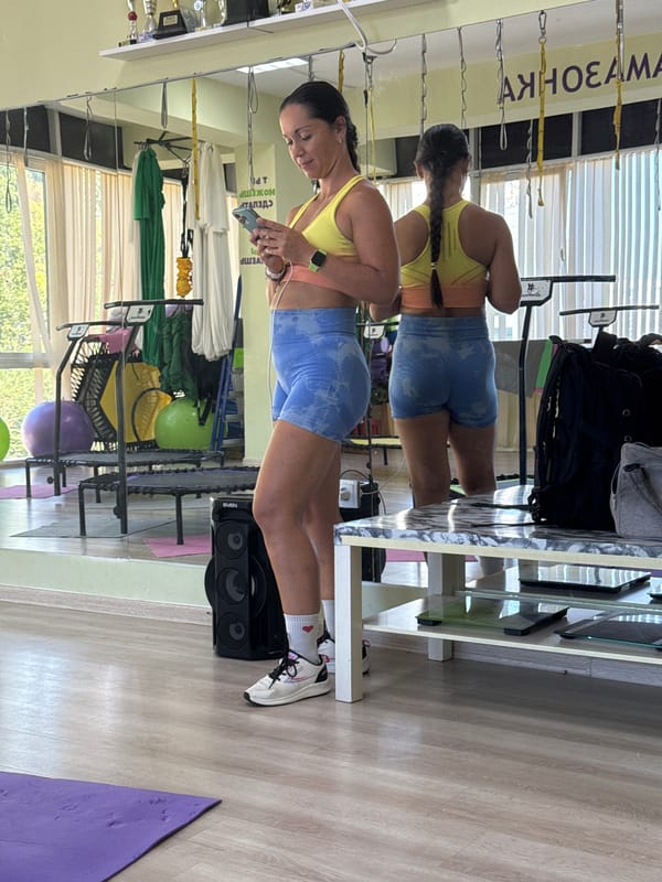 Rebounder workout session at a Sochi fitness studio