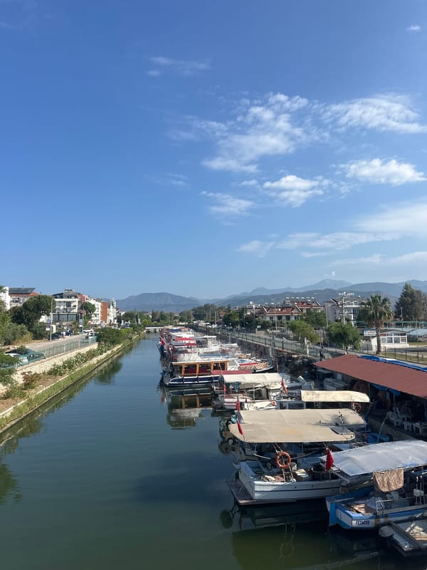 Morning waterfront walk documented in Fethiye, Turkey marina district