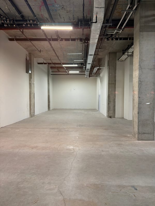 Construction site interior documented in New York early morning