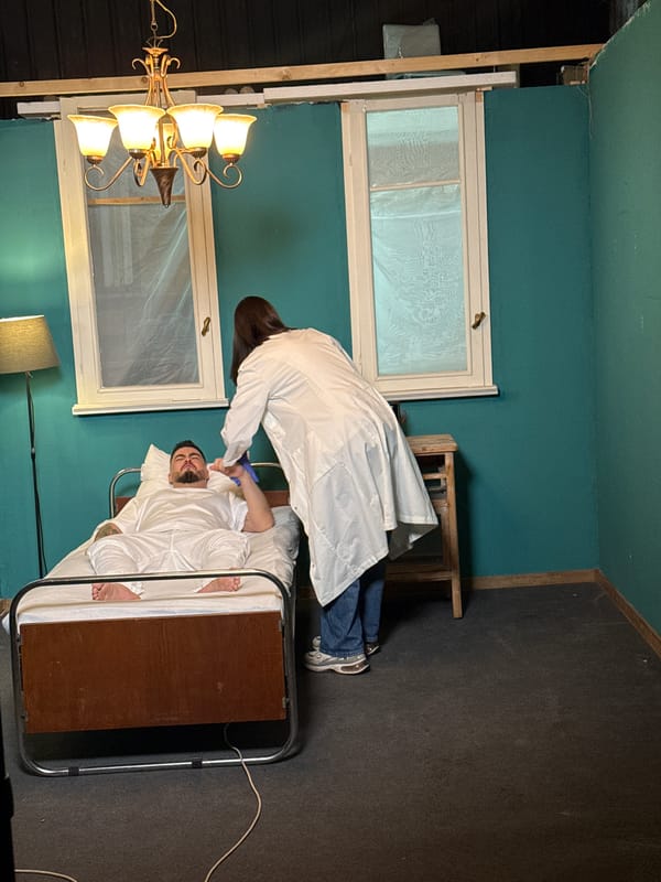 Film crew shoots medical scene in Sofia studio