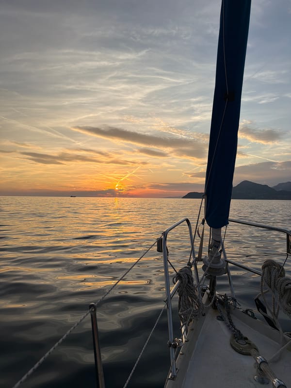 Sunset over the Adriatic from a sailboat near Bar, Montenegro