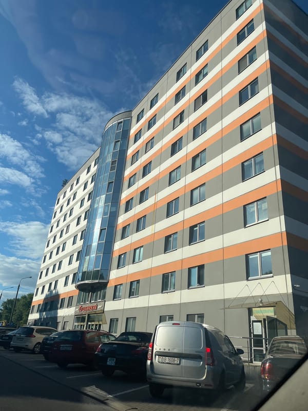 Everyday traffic and architecture along Minsk city streets