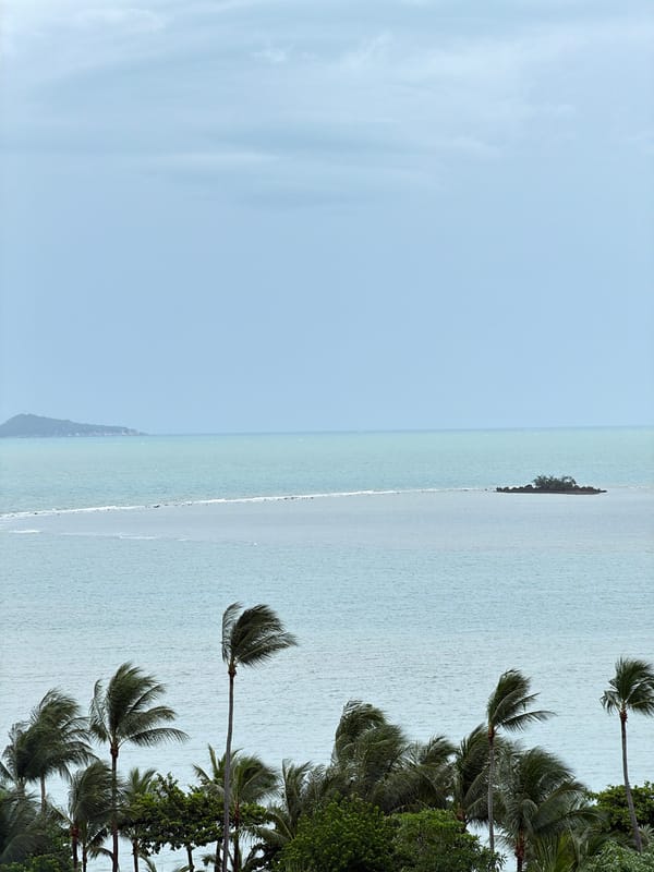 Overcast morning at W Koh Samui's infinity pool and coastal terraces