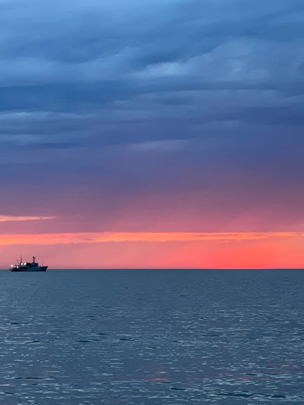 Sunset observed over Black Sea coast near Sochi, Russia