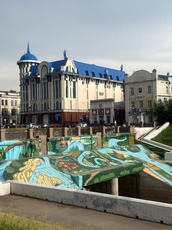 Summer afternoon along Tomsk's embankment and historic city center