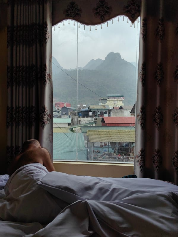 Morning window view captured in Mèo Vạc Commune bedroom