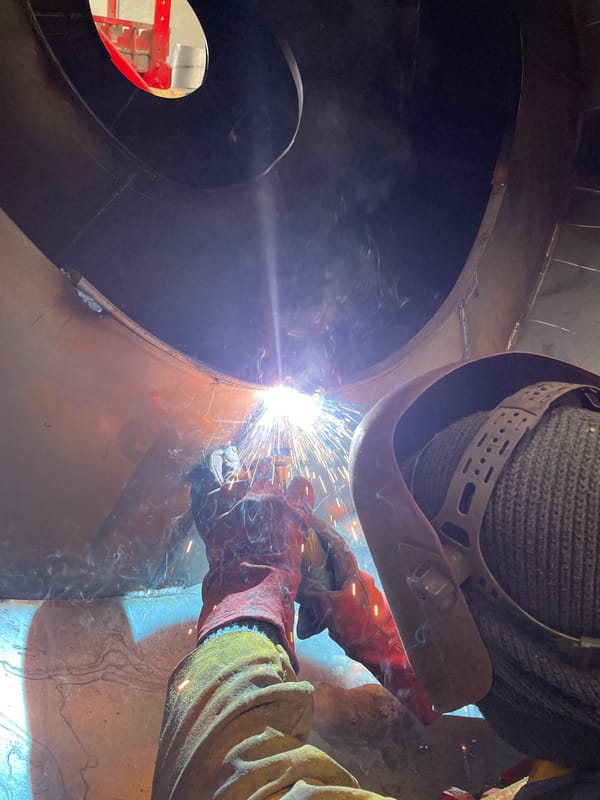 Industrial welding work underway at Montenegro construction site