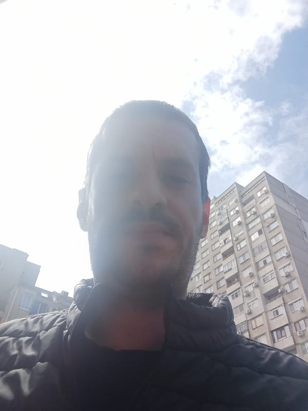 Man photographs himself in Burgas, Bulgaria