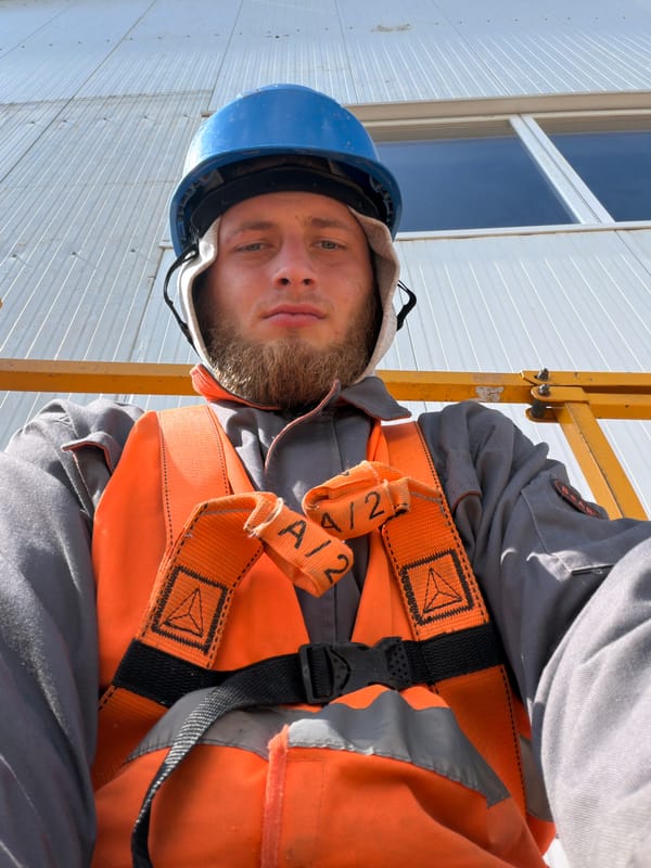 Construction site selfies in Wilkowisko, Poland