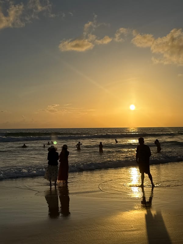 Karon Beach at sunset, golden hour scenes on the shoreline