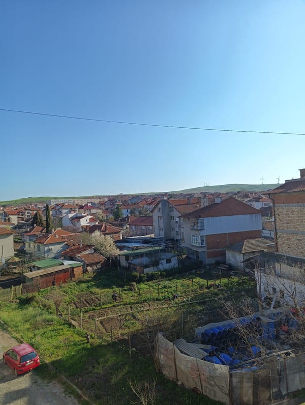 Residential views and coin fountain documented in Karnobat, Bulgaria