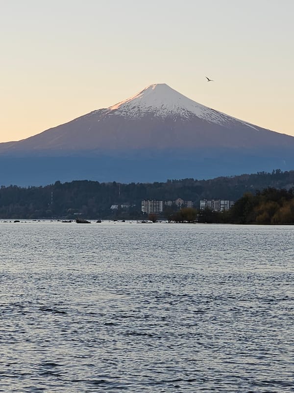 Scenic views of Volcán Villarrica captured during golden hour