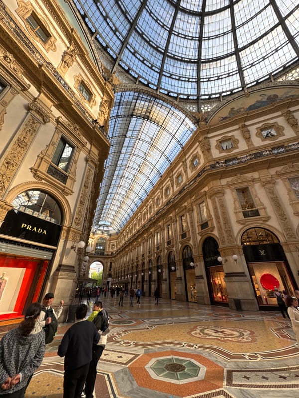 Morning view captured of Milan's historic luxury shopping gallery