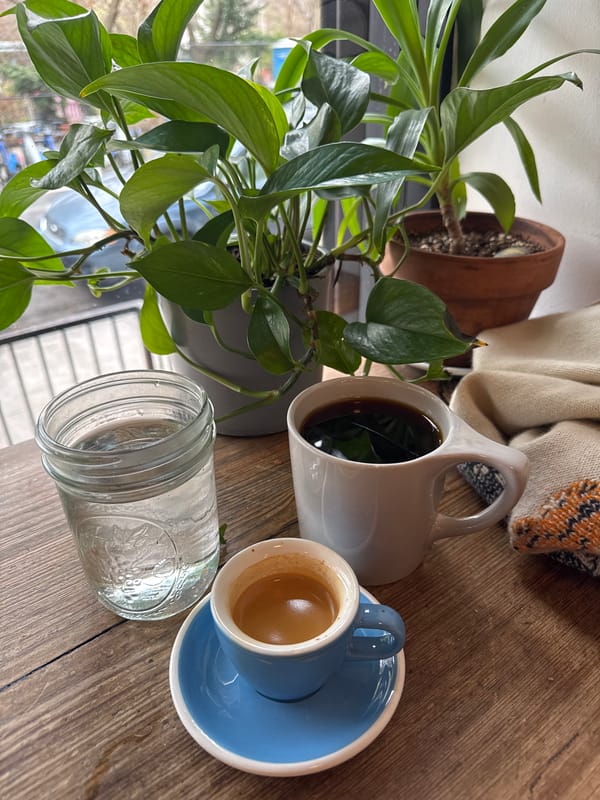 Indoor scenes documented at NYC cafe and utility room