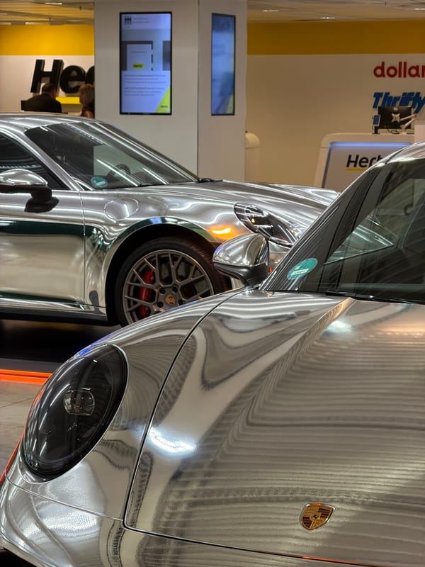 Silver Porsche spotted at Frankfurt rental facility