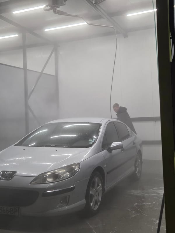 Evening car wash activity observed in Sofia, Bulgaria