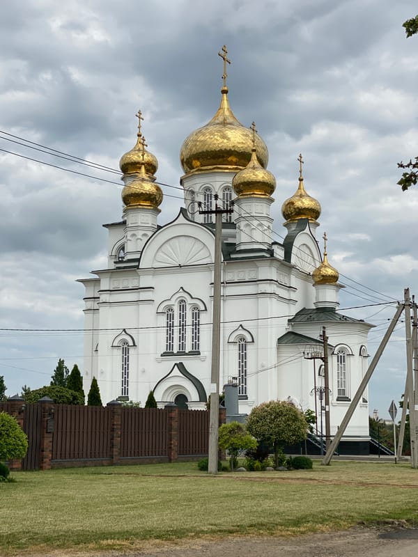 Morning scenes captured at Russian church and garden pathway